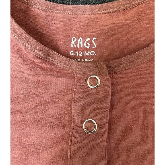 Rags to Raches 6-12M Romper Solid Terra Cotta Color - Picture 3 of 8